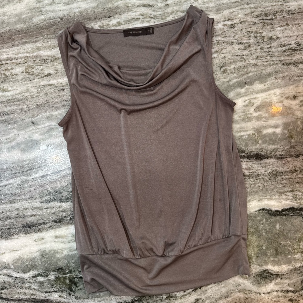 The Limited Taupe Sleeveless Blouse Cowl Neck Size XS